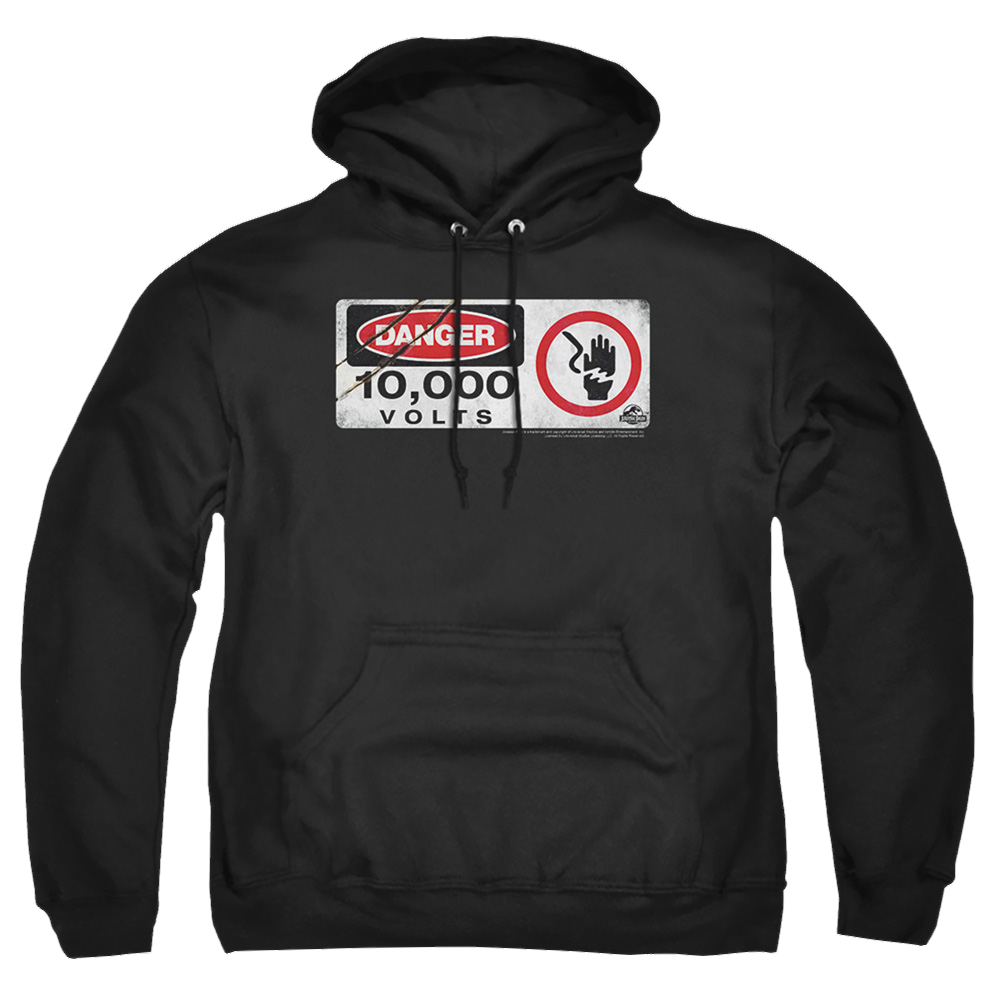 Jurassic Park Electric Fence Sign Pullover Hoodie Pullover Hoodie Jurassic Park   