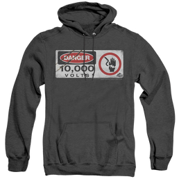 Jurassic Park Electric Fence Sign - Heather Pullover Hoodie Heather Pullover Hoodie Jurassic Park   