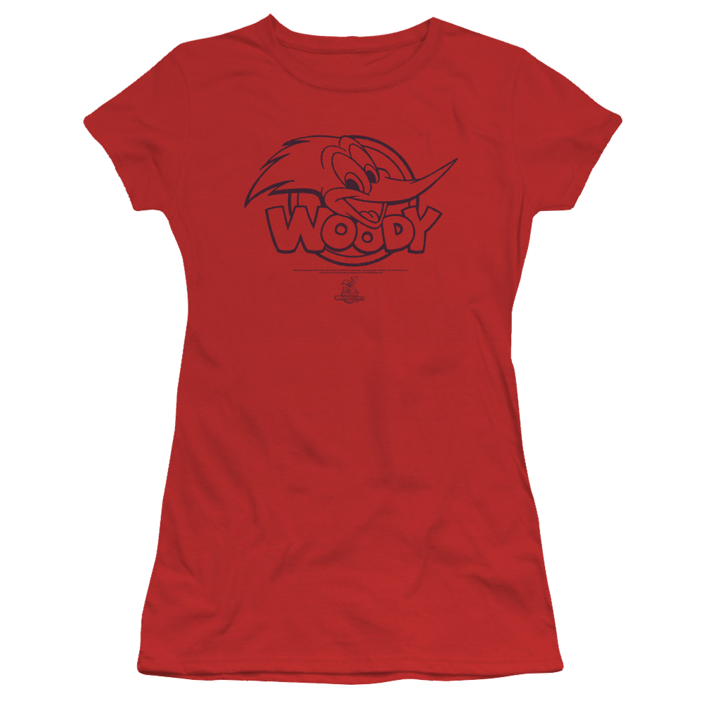 Woody Woodpecker Big Head - Juniors T-Shirt Juniors T-Shirt Woody Woodpecker   