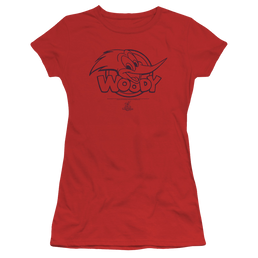 Woody Woodpecker Big Head - Juniors T-Shirt Juniors T-Shirt Woody Woodpecker   