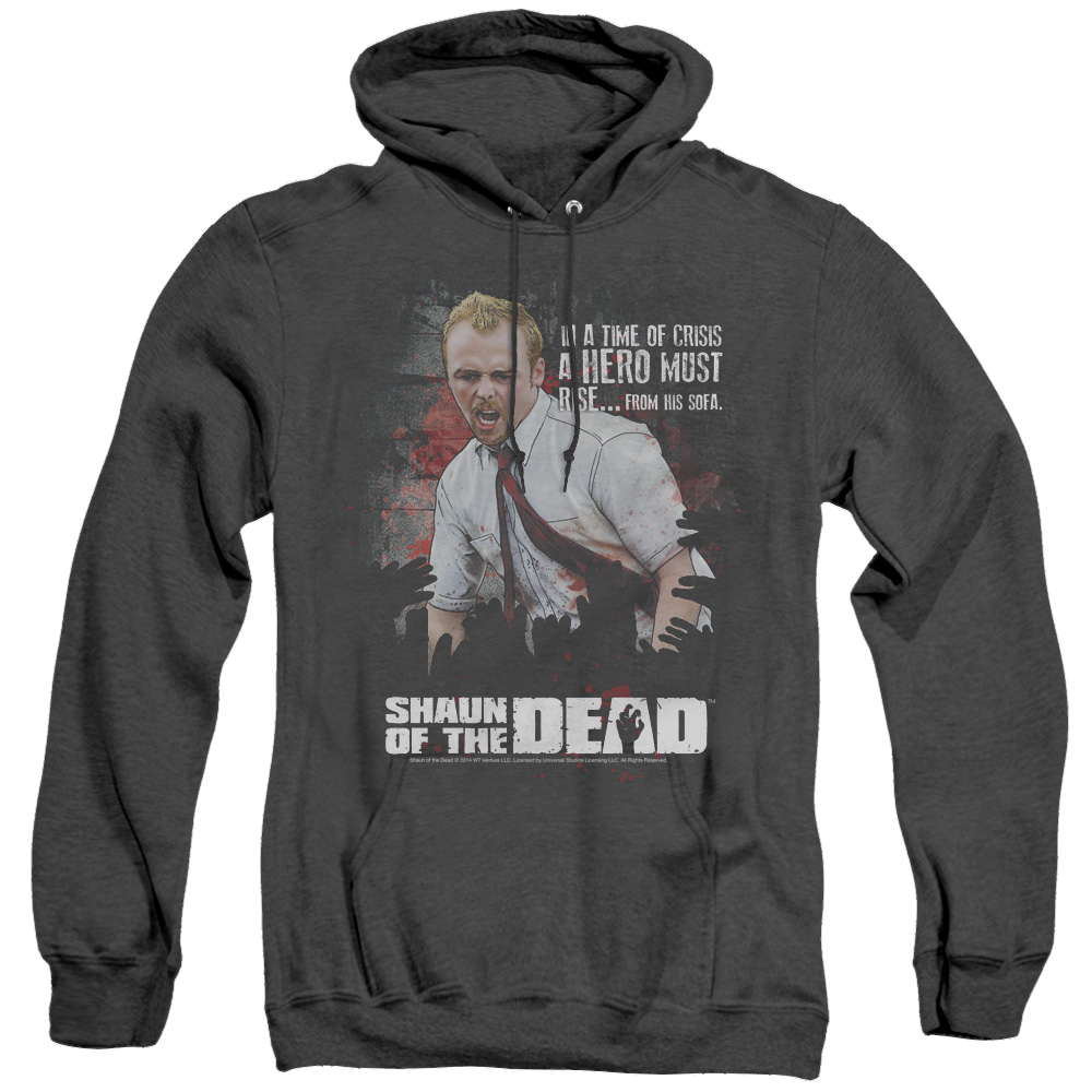 Shaun of the Dead Hero Must Rise - Heather Pullover Hoodie Heather Pullover Hoodie Shaun of the Dead   