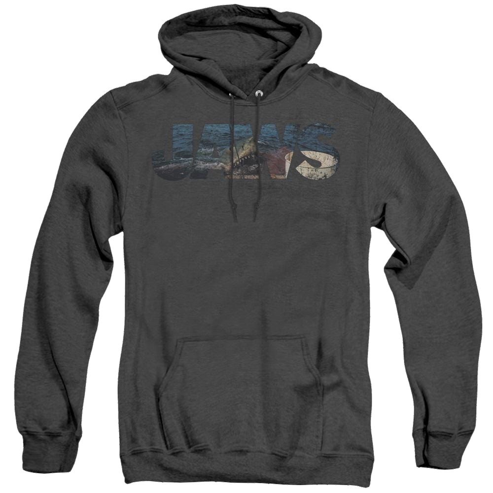 Jaws Logo Cutout - Heather Pullover Hoodie Heather Pullover Hoodie Jaws   