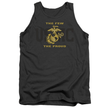 Charcoal men's tank with U.S. Marine Corps Split Tag graphic