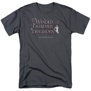 Charcoal men's regular fit t-shirt with Fantastic Beasts Wanded graphic