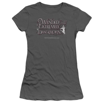 Charcoal juniors t-shirt with Fantastic Beasts Wanded graphic