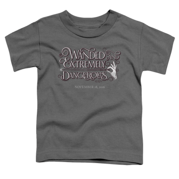Charcoal kid's t-shirt for ages 4 to 7 with Fantastic Beasts and Where to Find Them Wanded graphic