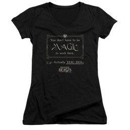 Fantastic Beasts Magic To Work Here - Juniors V-Neck T-Shirt Juniors V-Neck T-Shirt Fantastic Beasts   