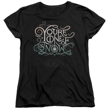 Black women's t-shirt with Fantastic Beasts One Of Us graphic