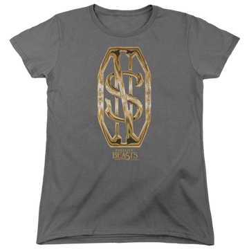 Charcoal women's t-shirt with Fantastic Beasts Scamander Monogram graphic