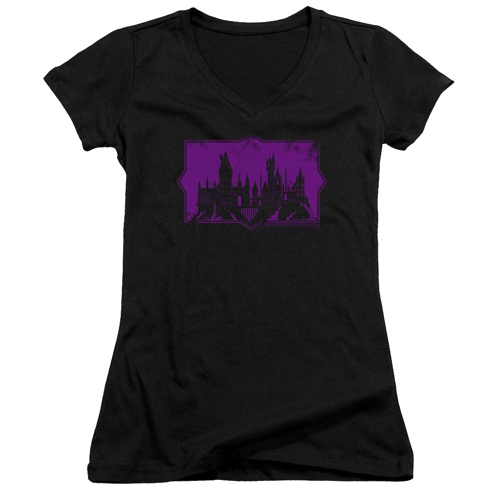 Fantastic Beasts And The Crimes Of Grindlewald Hogwarts Silhouette - Juniors V-Neck T-Shirt Juniors V-Neck T-Shirt Fantastic Beasts   