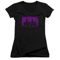 Fantastic Beasts And The Crimes Of Grindlewald Hogwarts Silhouette - Juniors V-Neck T-Shirt Juniors V-Neck T-Shirt Fantastic Beasts   
