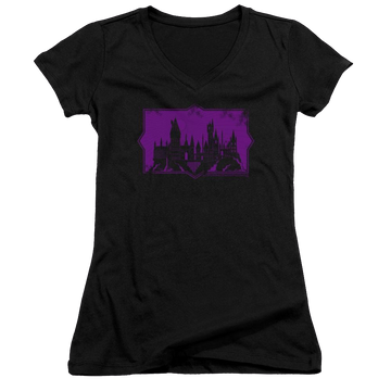 Fantastic Beasts And The Crimes Of Grindlewald Hogwarts Silhouette - Juniors V-Neck T-Shirt Juniors V-Neck T-Shirt Fantastic Beasts   