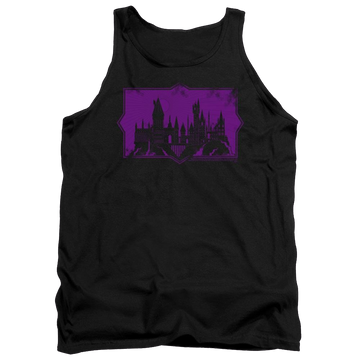 Black men's tank with Fantastic Beasts And The Crimes Of Grindlewald Hogwarts Silhouette graphic
