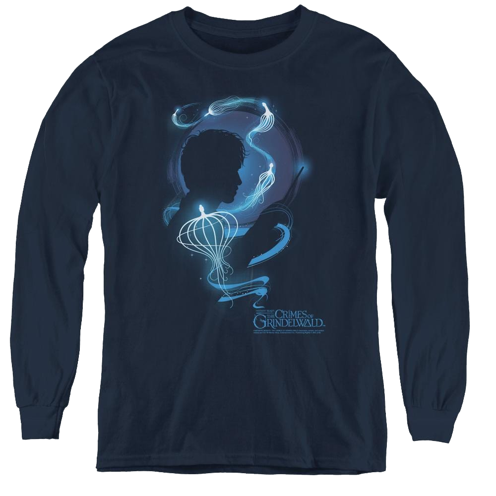 Fantastic Beasts And The Crimes Of Grindlewald Newt Silhouette - Youth Long Sleeve T-Shirt Youth Long Sleeve T-Shirt Fantastic Beasts   