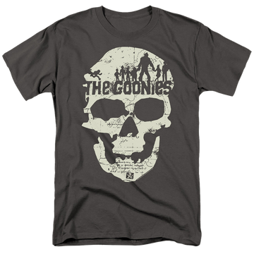 Charcoal men's regular fit t-shirt with The Goonies Skull Map graphic