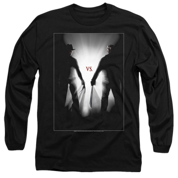Black men's long sleeve t-shirt with Freddy vs Jason Silhouettes graphic