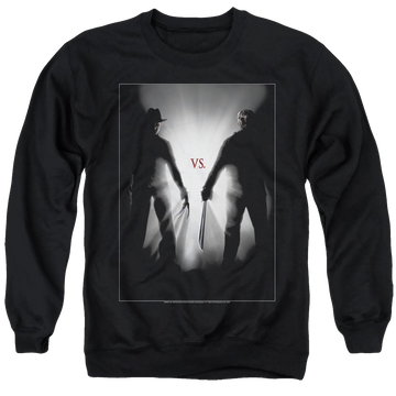 Black men's crewneck sweatshirt with Freddy vs Jason Silhouettes graphic