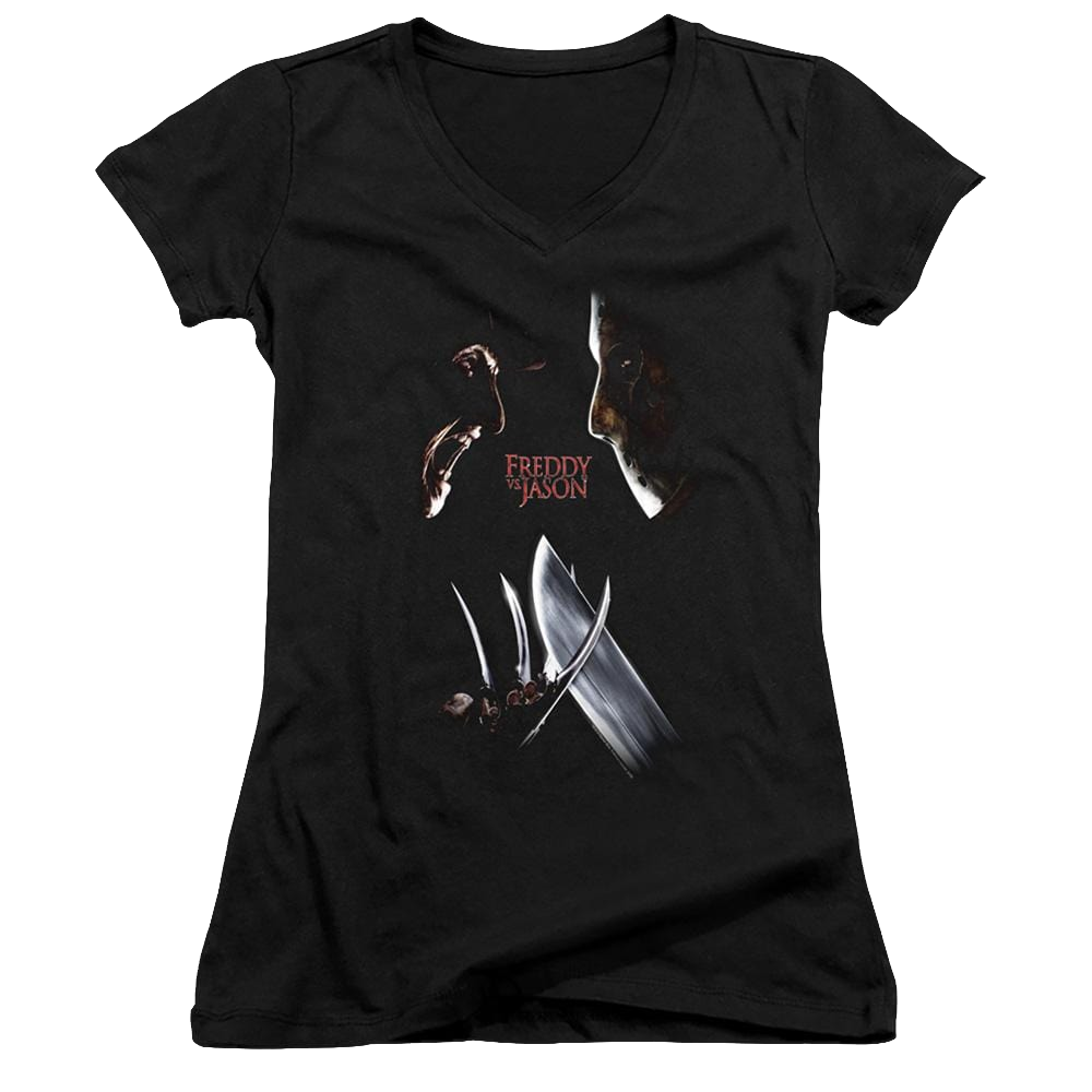 Freddy Vs Jason Face Off - Juniors V-Neck T-Shirt Juniors V-Neck T-Shirt Freddy vs Jason   