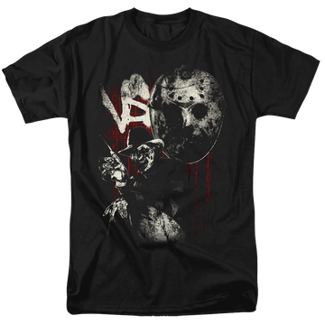 Black men's regular fit t-shirt with Freddy vs Jason Scratches graphic