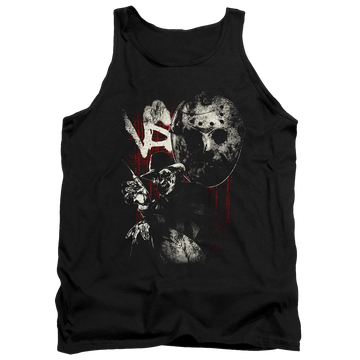 Black men's tank with Freddy vs Jason Scratches graphic