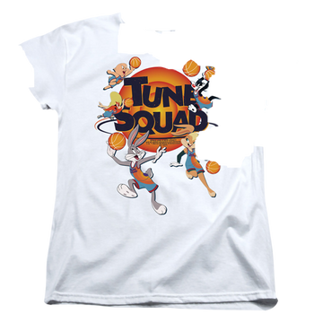 White women's t-shirt with Space Jam - A New Legacy Tune Squad Group graphic