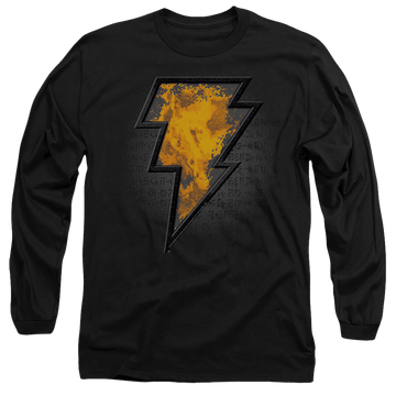 Black men's long sleeve t-shirt with Black Adam Beveled Emblem graphic