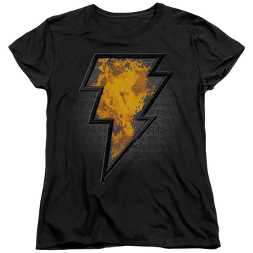 Black women's t-shirt with Black Adam Beveled Emblem graphic