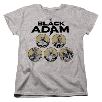 Athletic heather women's t-shirt with Black Adam Contrast Group graphic