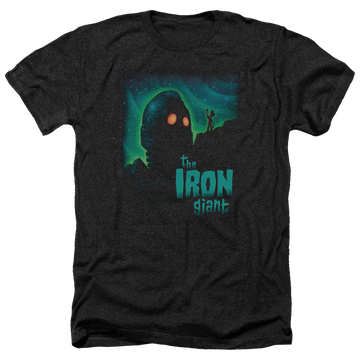 Charcoal men's heather t-shirt with The Iron Giant Look To The Stars graphic