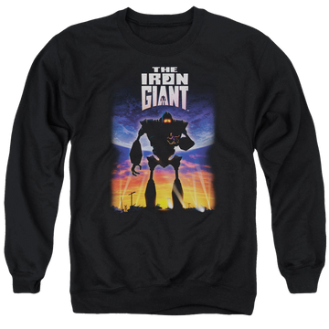 Black men's crewneck sweatshirt with The Iron Giant Poster graphic