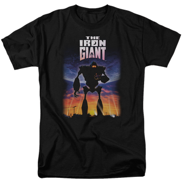 Black men's regular fit t-shirt with The Iron Giant Poster graphic