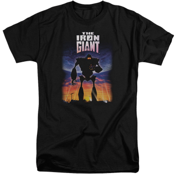 Black men's tall fit t-shirt with The Iron Giant Poster graphic