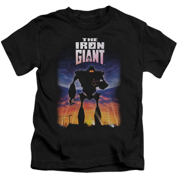 Black kid's t-shirt for ages 4 to 7 with The Iron Giant Poster graphic