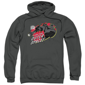 Charcoal pullover hoodie with The Iron Giant Outer Space graphic