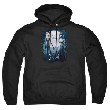 Black pullover hoodie with Corpse Bride Poster graphic