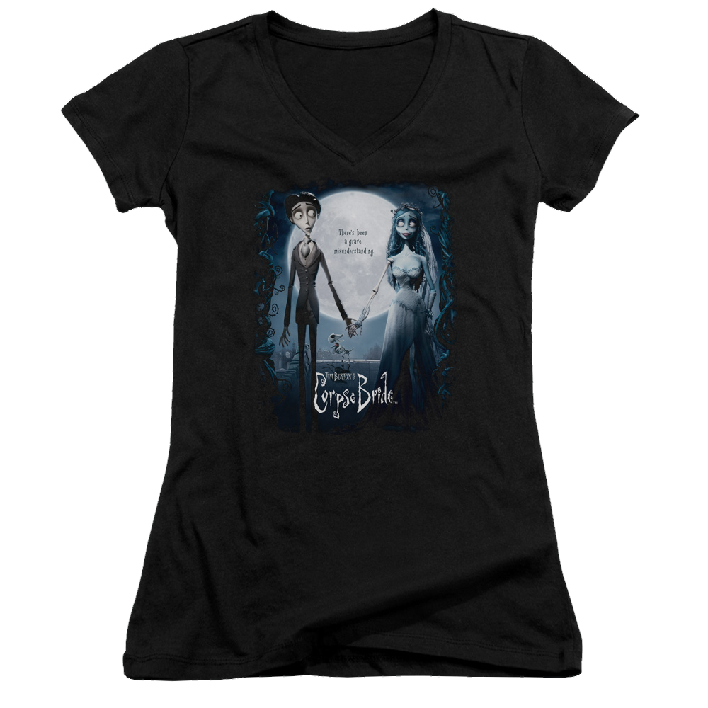 Corpse Bride Poster - Juniors V-Neck T-Shirt Juniors V-Neck T-Shirt Corpse Bride   