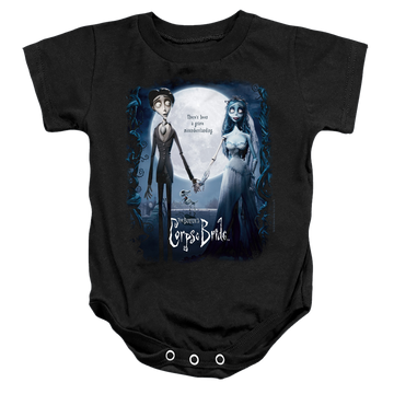 Black baby bodysuit with Corpse Bride Poster graphic