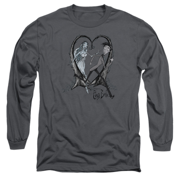 Charcoal men's long sleeve t-shirt with Corpse Bride Runaway Groom graphic