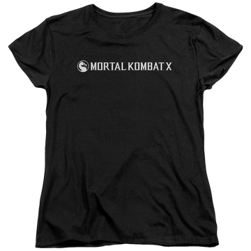 Black women's t-shirt with Mortal Kombat Horizontal Logo graphic