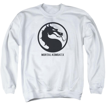 White men's crewneck sweatshirt with Mortal Kombat Seal graphic