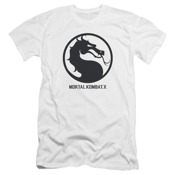 White men's premium slim fit t-shirt with Mortal Kombat Seal graphic