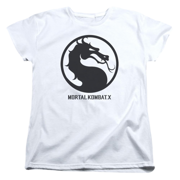White women's t-shirt with Mortal Kombat Seal graphic