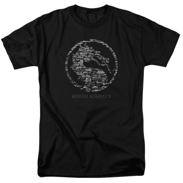 Black men's regular fit t-shirt with Mortal Kombat Stone Seal graphic