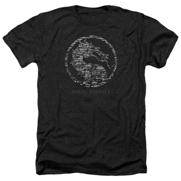 Charcoal men's heather t-shirt with Mortal Kombat Stone Seal graphic