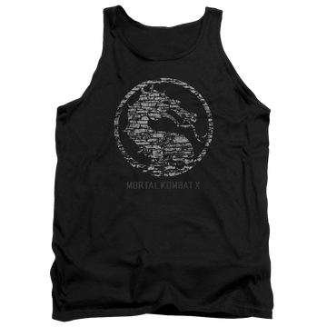 Black men's tank with Mortal Kombat Stone Seal graphic