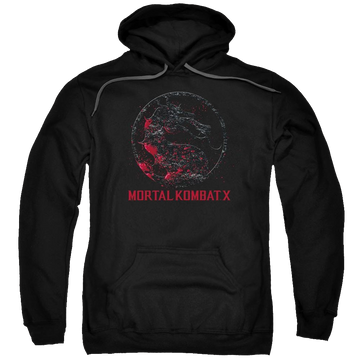 Black pullover hoodie with Mortal Kombat Bloody Seal graphic