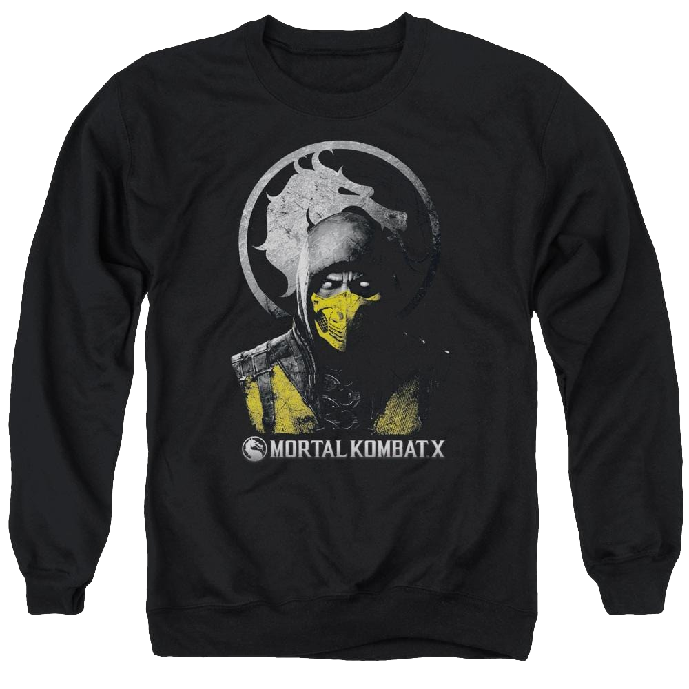 Mortal Kombat Scorpion Bust Men's Crewneck Sweatshirt Men's Crewneck Sweatshirt Mortal Kombat   