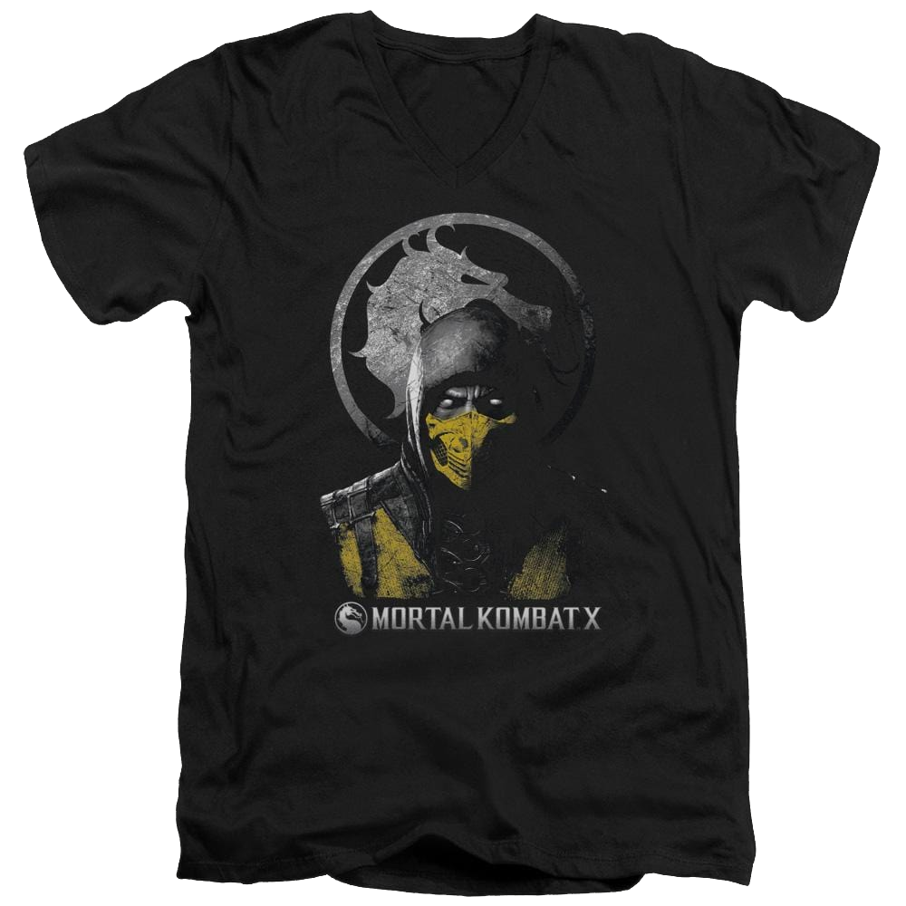 Mortal Kombat Scorpion Bust Men's V-Neck T-Shirt Men's V-Neck T-Shirt Mortal Kombat   