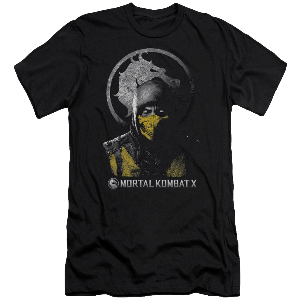 Mortal Kombat X Scorpion Bust Premium Adult Slim Fit T-Shirt Men's Premium Slim Fit T-Shirt Mortal Kombat   