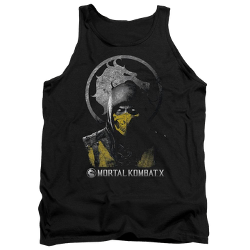 Black men's tank with Mortal Kombat Scorpion Bust graphic